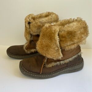 Born Chestnut Nome W6949 Brown Leather Shearling Fur Women Boots Sz 9/40.5